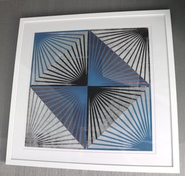 Signed And Framed Blue Geometric Abstract Wall Art
