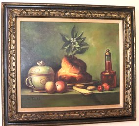 C. Dodd Still Life Painting In A Carved Wood Frame