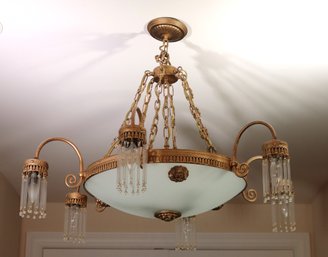 Vintage French Bell Epoque Style Chandelier With 6 Arms And Center Light Approx 32 X 16 Inches