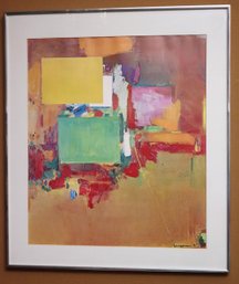 Hans Hofmann, Colorful Abstract Print In Chrome Frame.