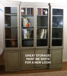 PAINT ME WHITE!!  3-piece Modern Bookcase With Glass Doors  Plenty Of Storage!