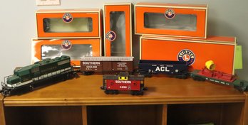 Lionel Trains O Scale As Pictured Includes Southern GP 6-28843, ACL Hopper 6-16468, Southern Square Window