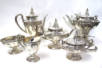 Gorgeous Wallace Sterling Silver 7 Piece Belle Epoch Style Sterling Silver Tea Set Approx.161.48 OZT