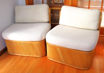 Set Of Stylish Comfy Bamboo Chairs With Cushions