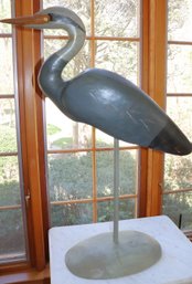 Large Vintage Hand Carved Wood Bird By R. Connolly On Stand