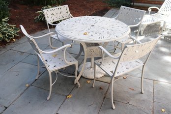 5-piece Patio Cast Aluminum Set Includes A Table And Chairs