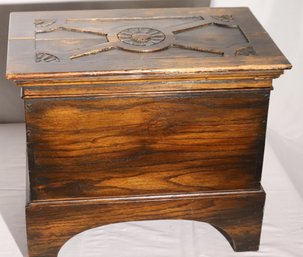 Small Antique Primitive, Carved Wood Treasure Chest.