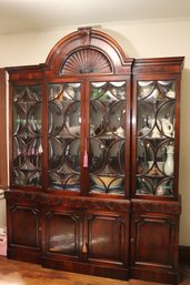 Vintage The Aristocrat Of Fine Furniture Elatin China Cabinet With Bubble Glass Doors And Plate Rails