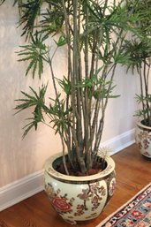 Gorgeous Asian Style Planter, Well Kept Indoors! Stands Approximately 7 Feet Tall With Faux Tree