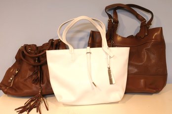 Lot Of Cole Hahn And Vince Camuto Brown Leather Pocketbook And White Vince  Camuto.