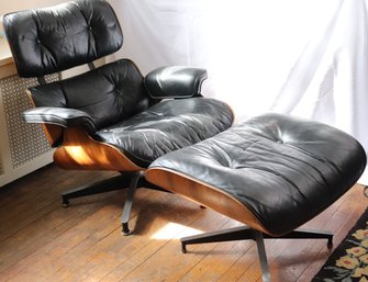 Vintage Herman Miller For Eames Lounge Chair With Ottoman, Made From Teakwood