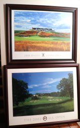 2 Framed Golf Prints Includes 2018 United States Open Signed & 2002 US Open