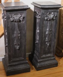 Pair Of Pedestals From Pacific Rim Imports Made From A Resin Like Material In An Antiquated Finish