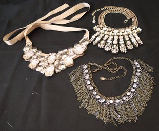 Three Choker Type Necklaces With Bling And Sparkly Stones