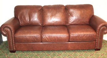 Quality Leather Sleeper Sofa, With Nail Head Accents
