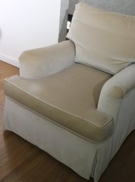 Custom Velvet Arm Chair In A Camel Tone