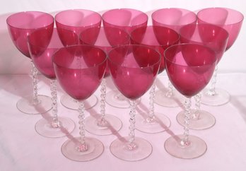 Vintage Collection Of Cute Cranberry Toned Wine Glasses