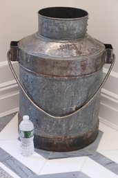 Large Rustic Galvanized Metal Milk Can With Handle, Great For Home Dcor!