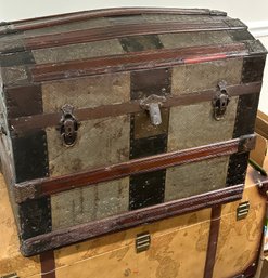 Antique Barrel Top Wood Trunk