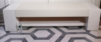 Contemporary Lacquered Two-tone Hallway Bench With A Leather Like Finish In The Stye Of Piet Boone
