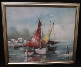 Signed Maritime Sailboat Painting