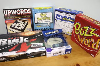 Games Include The Original Telestrations, Buzz Word, Catchphrase, Upwords, Say Anything And Risk