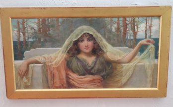 Framed Antique Painting On Board Sea Poppies By Norman Prescott- Davies 1896,