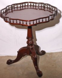 Mahogany Chippendale Style Tea Table With Gallery And Ball And Claw Feet.