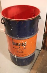 Large Vintage Gulflex Multi-purpose Grease Barrel Gulf Oil Corp 120 LBS Barrel Appx 15 X 27 Inches