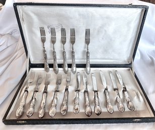 European Silver (.800) Vintage Fork And Knife Set - No Monograms - Germany