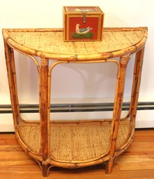 Bamboo Demilune Accent Table Includes Decorative Box