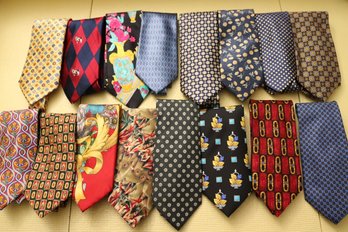 Lot Of Brand Name Vintage Mens Silk Ties By Moschino, Pierre Cardin, And J. Garcia