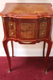 Vintage/Antique French Louis XVI Baroque Bedside Table With Ornate Brass Accents
