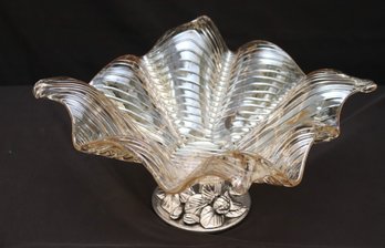 Large Wavy Glass Centerpiece Bowl