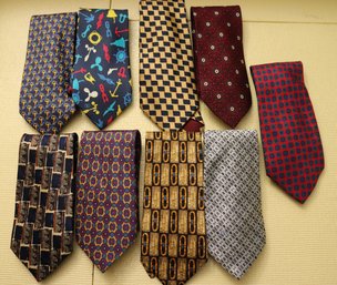 Lot Of 9 Vintage Mens Brand Name Silk Ties, Valentino, Bally, Armani