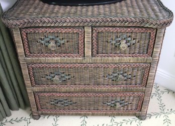 Cute Little Woven Wicker Chest With 4 Drawers