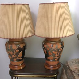 Pair Of Ornate Table Lamps Looks To Be A Frederick Cooper Design With A Pleated Shade