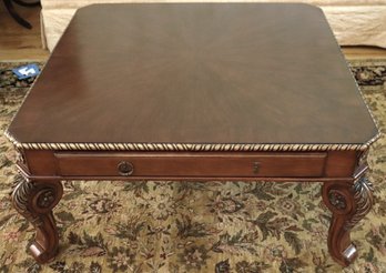 Quality Carved Wood Coffee Table With Storage Drawer