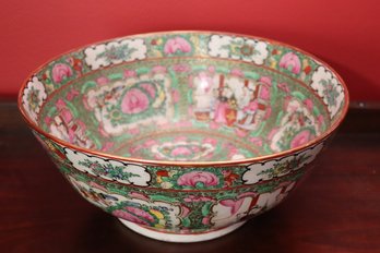 Large Vintage Oriental Rose Medallion Centerpiece Bowl