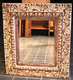 Carved Rustic Spanish Style Wood Mirror