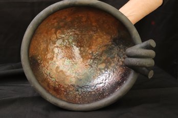 A Signed Artisanal Black Clay Decorative Bowl With Interesting Glaze.
