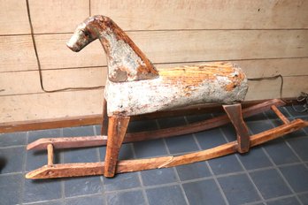 Antique Hand Painted Wooden Rocking Horse