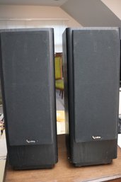 Infinity Tilted Floor Speakers In Black Wood Model RS 5001