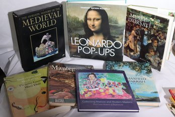 Collection Of Assorted Art Books Include Musee Dorsay, Leonardo Pop- Ups, Maxfield Parrish And More