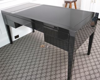 Black Lacquer Desk With 5 Drawers For Storage