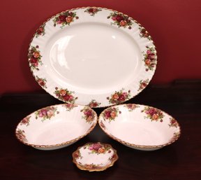 Royal Albert Fine Bone China Country Roses Includes A Large Platter &  Serving Dishes