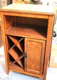 Wood Cabinet With Storage For 7 Bottles, Shelf & Compartment