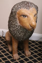 Large Lion With Mane Resin Sculpture Decor Approx 14 X 32 X 32 Inches