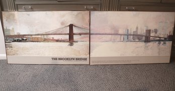 Framed Diptych Posters Of The Brooklyn Bridge Centennial Celebration 1983