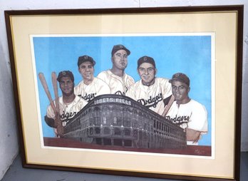 Signed & Framed Ebbets Field Dodgers Print